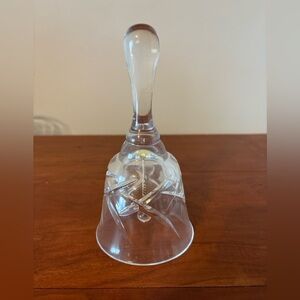 Vintage Cut Crystal Glass Bell w/ Clapper | Etched Clear Decorative Bell